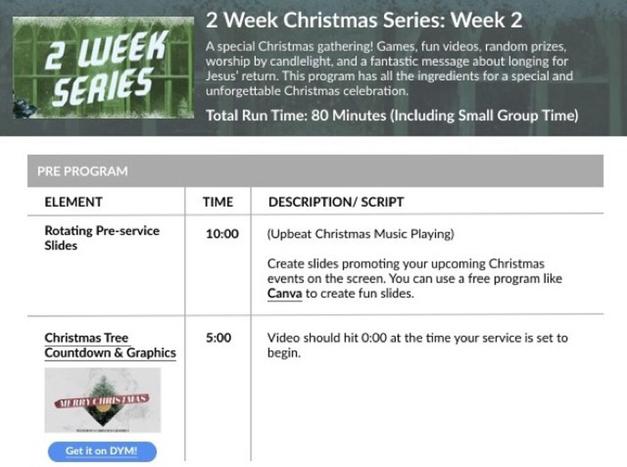 2-Week Christmas Series Program Sheets image number null